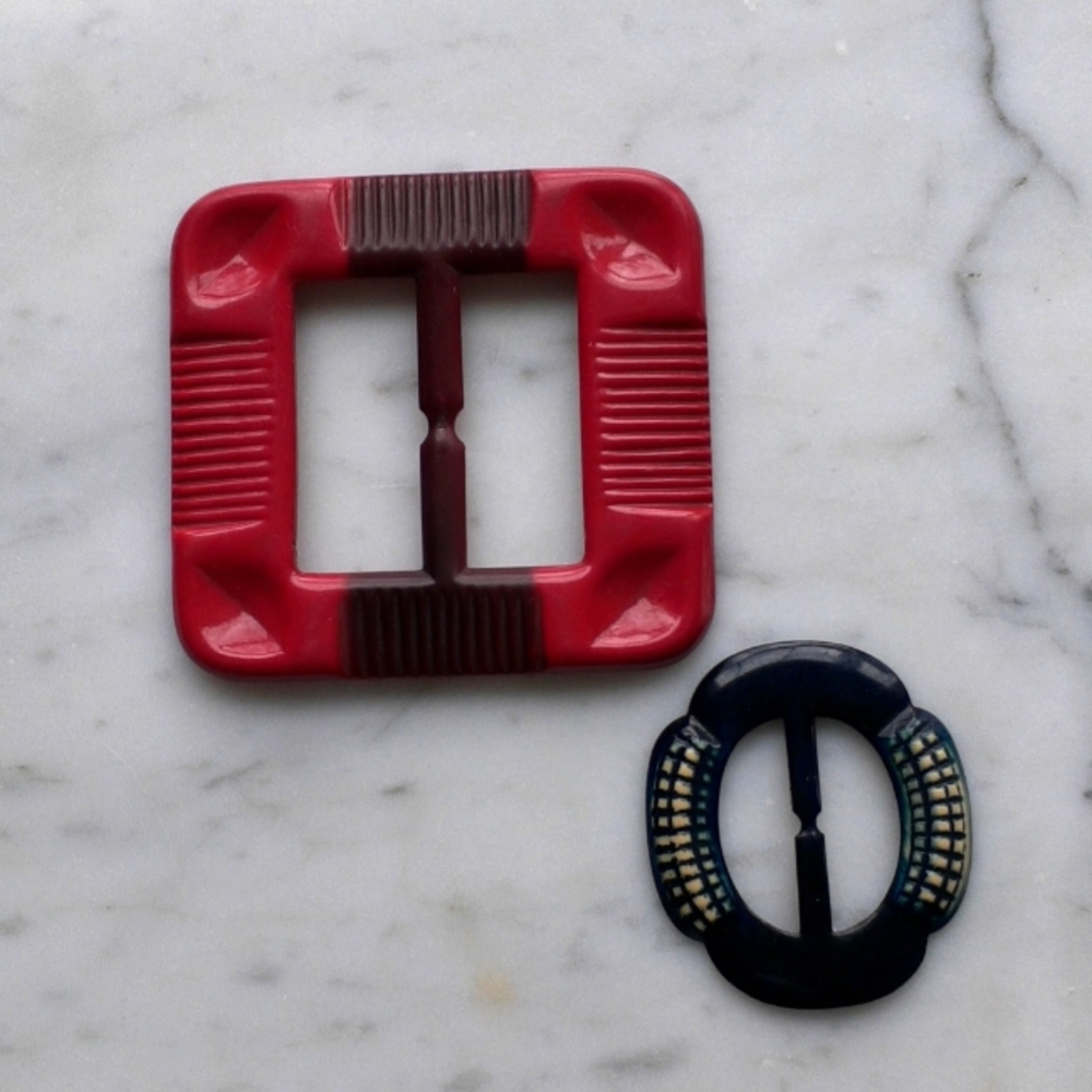 2/$20 Vintage Celluloid Belt Buckles